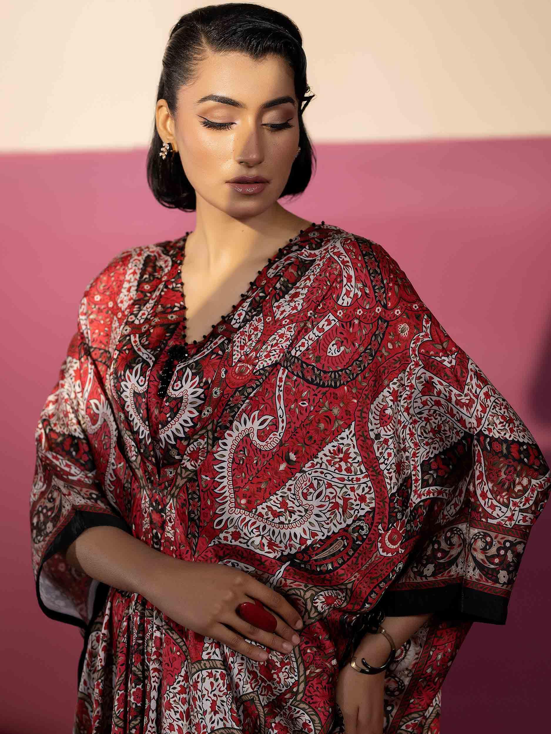 EMBELLISHED SILK KAAFTAN - Rabazka EMBELLISHED SILK KAAFTAN - Rabazka