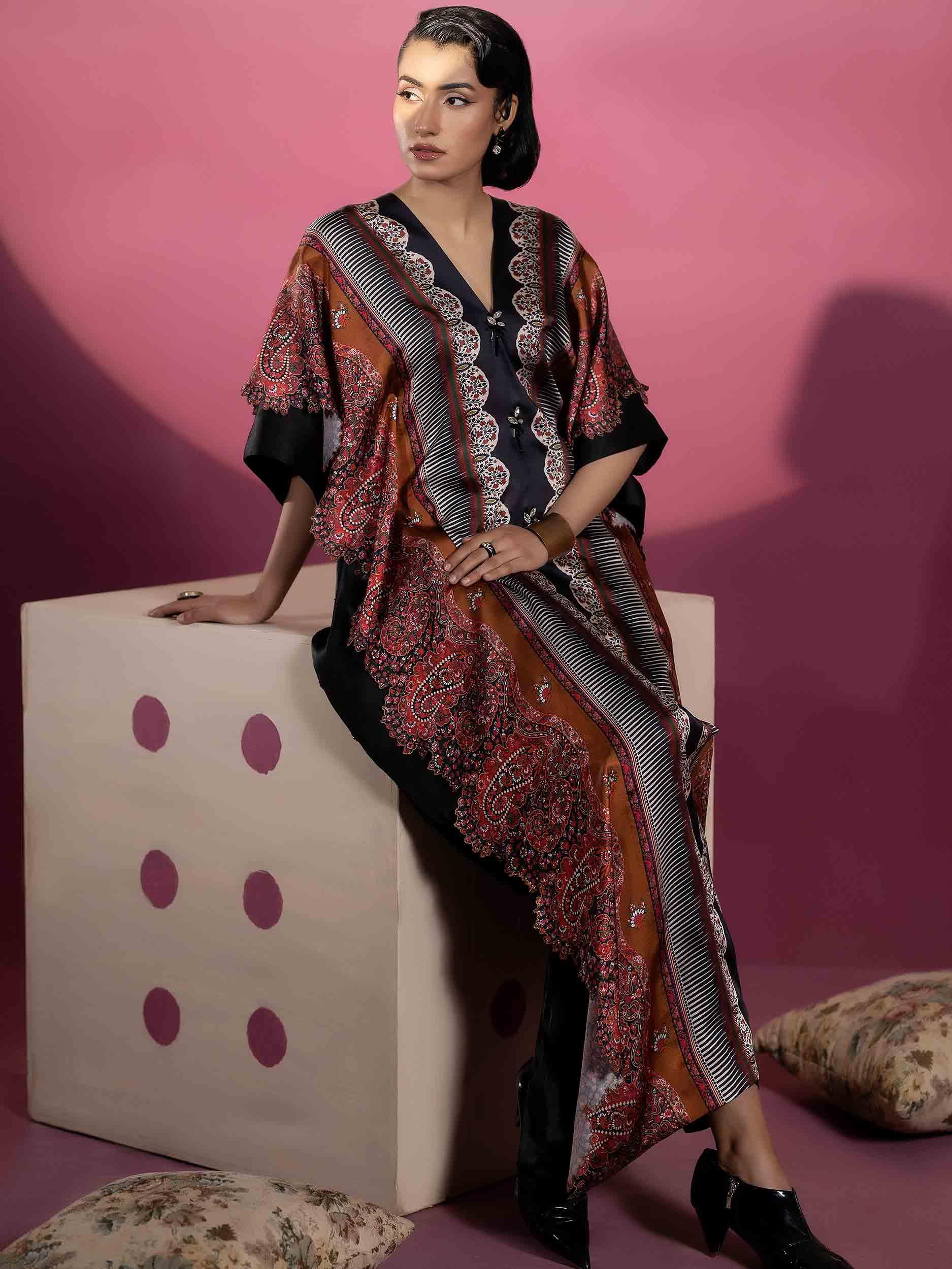 EMBELLISHED SILK KAAFTAN - Rabazka EMBELLISHED SILK KAAFTAN - Rabazka