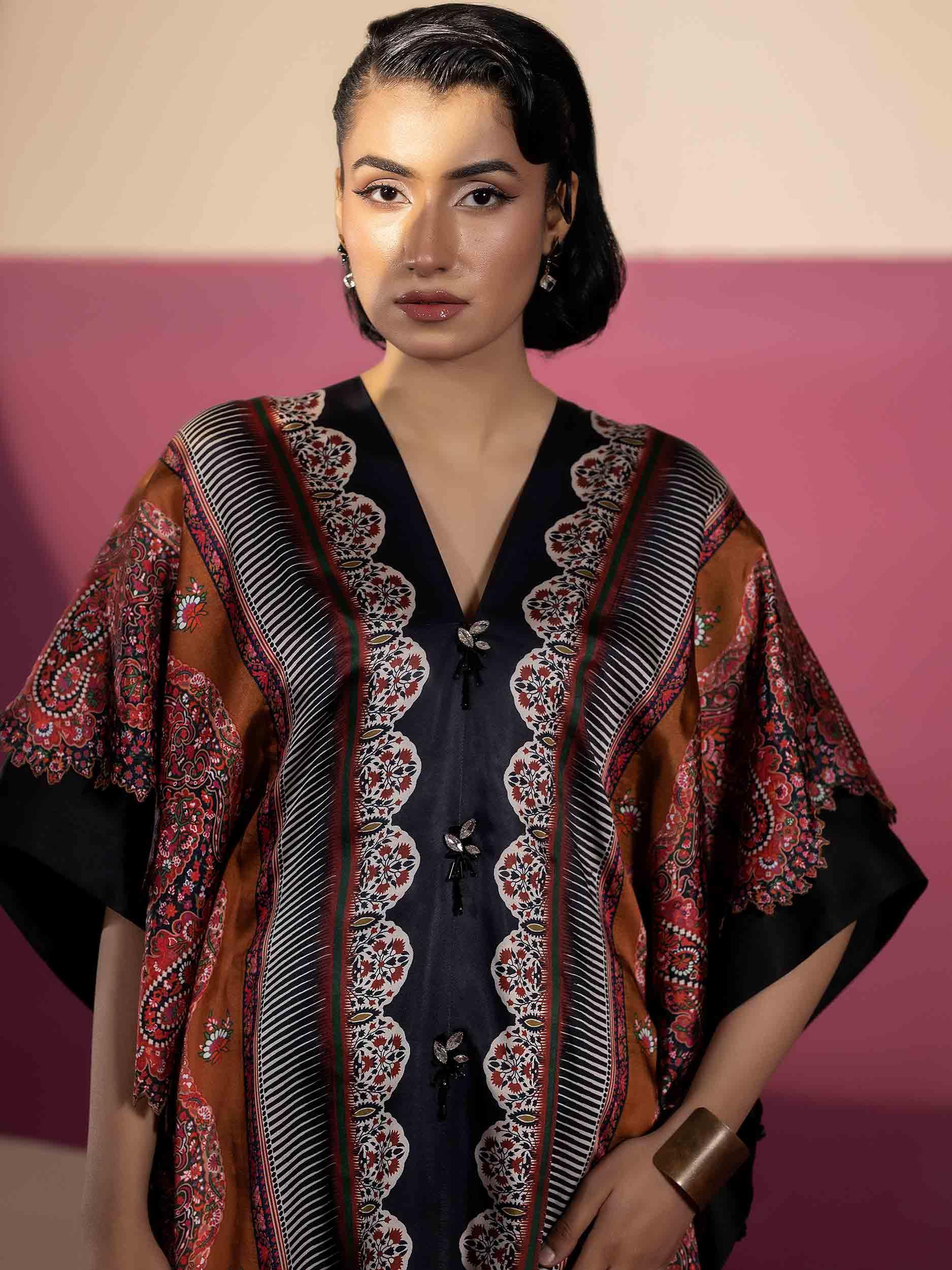 EMBELLISHED SILK KAAFTAN - Rabazka EMBELLISHED SILK KAAFTAN - Rabazka