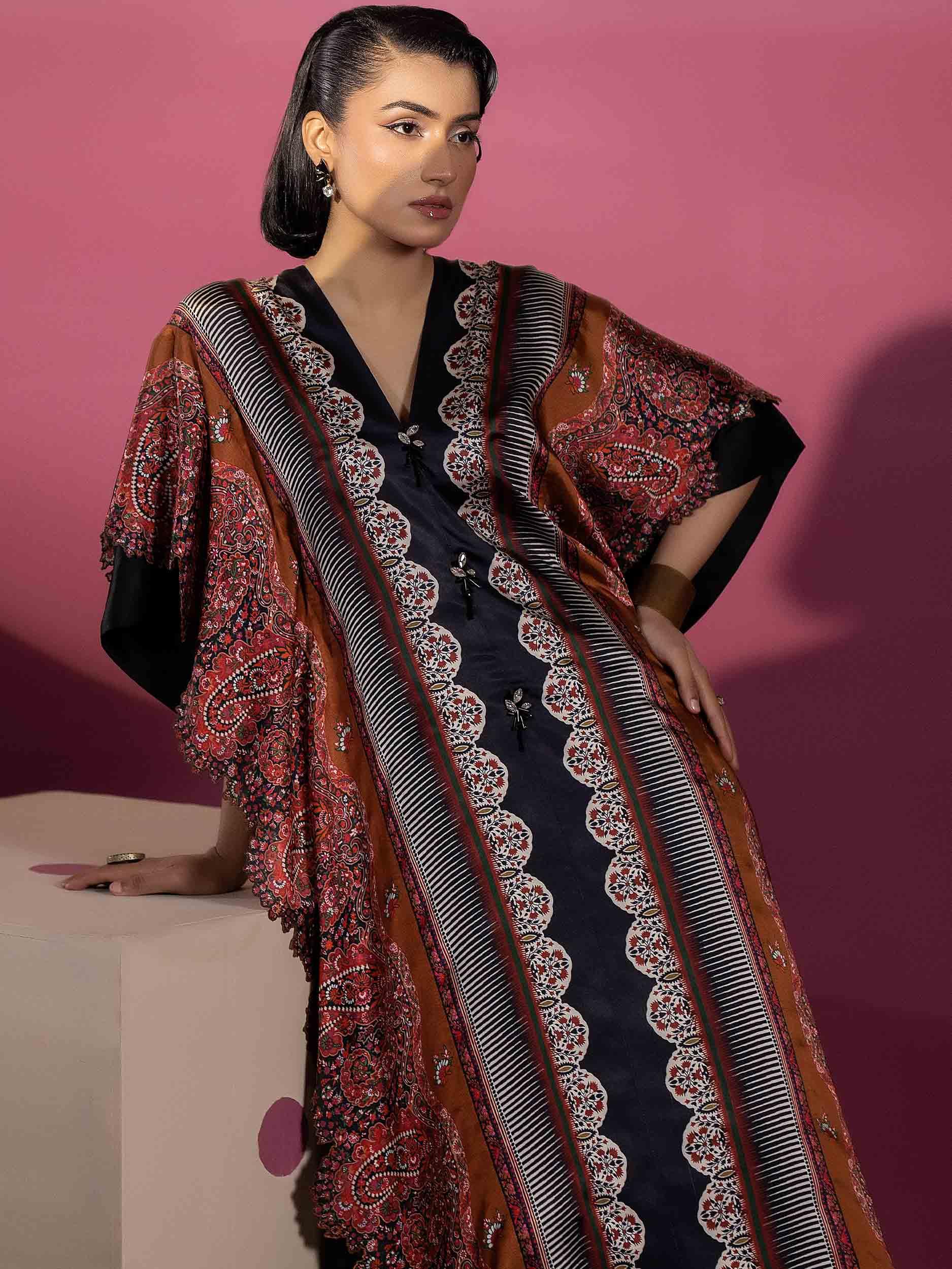 EMBELLISHED SILK KAAFTAN - Rabazka EMBELLISHED SILK KAAFTAN - Rabazka