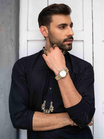 Men Casual Kurta Embroidered - Rabazka Men Casual Kurta Embroidered - Rabazka