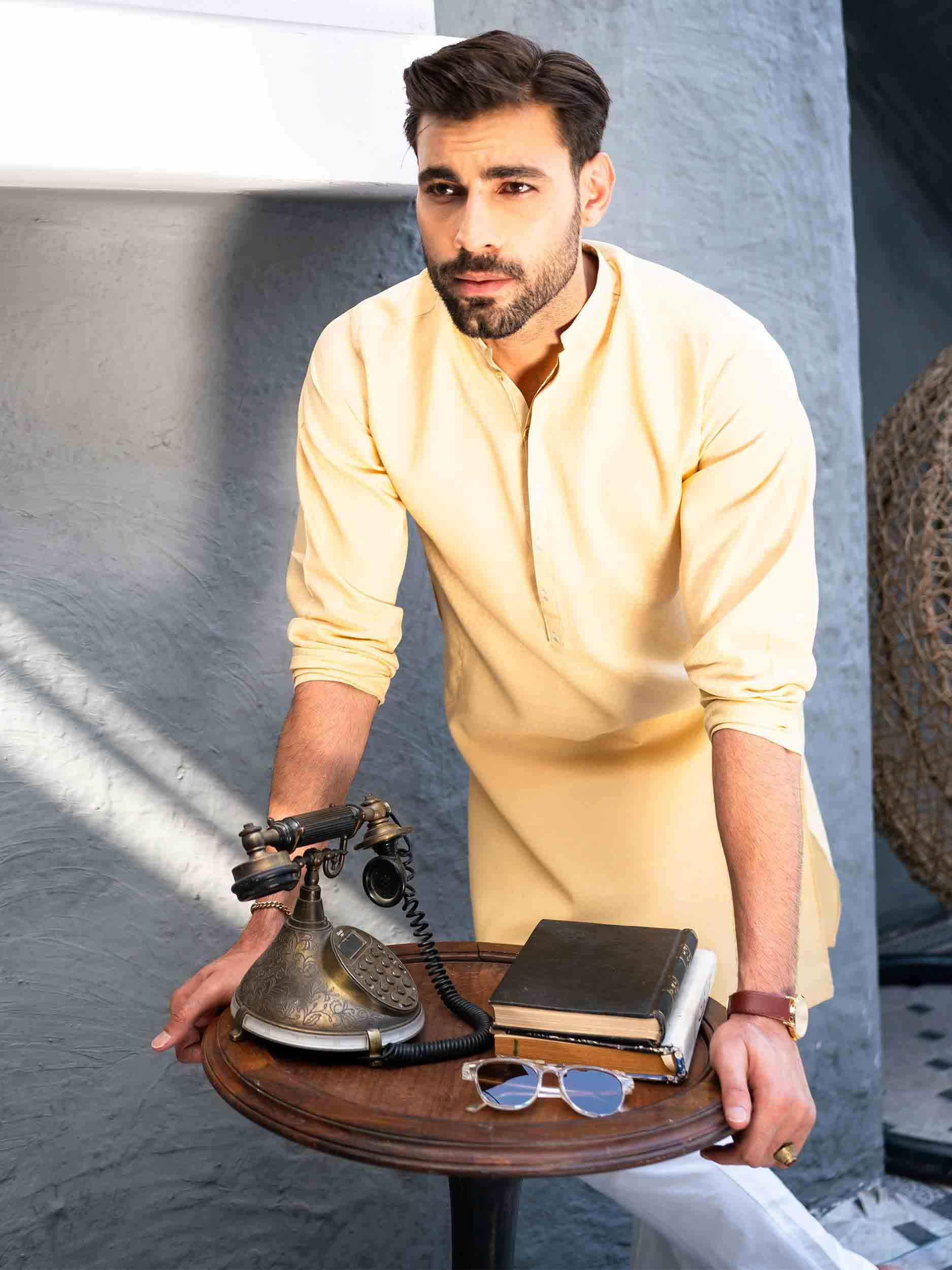 Men Casual Kurta Embroidered - Rabazka Men Casual Kurta Embroidered - Rabazka