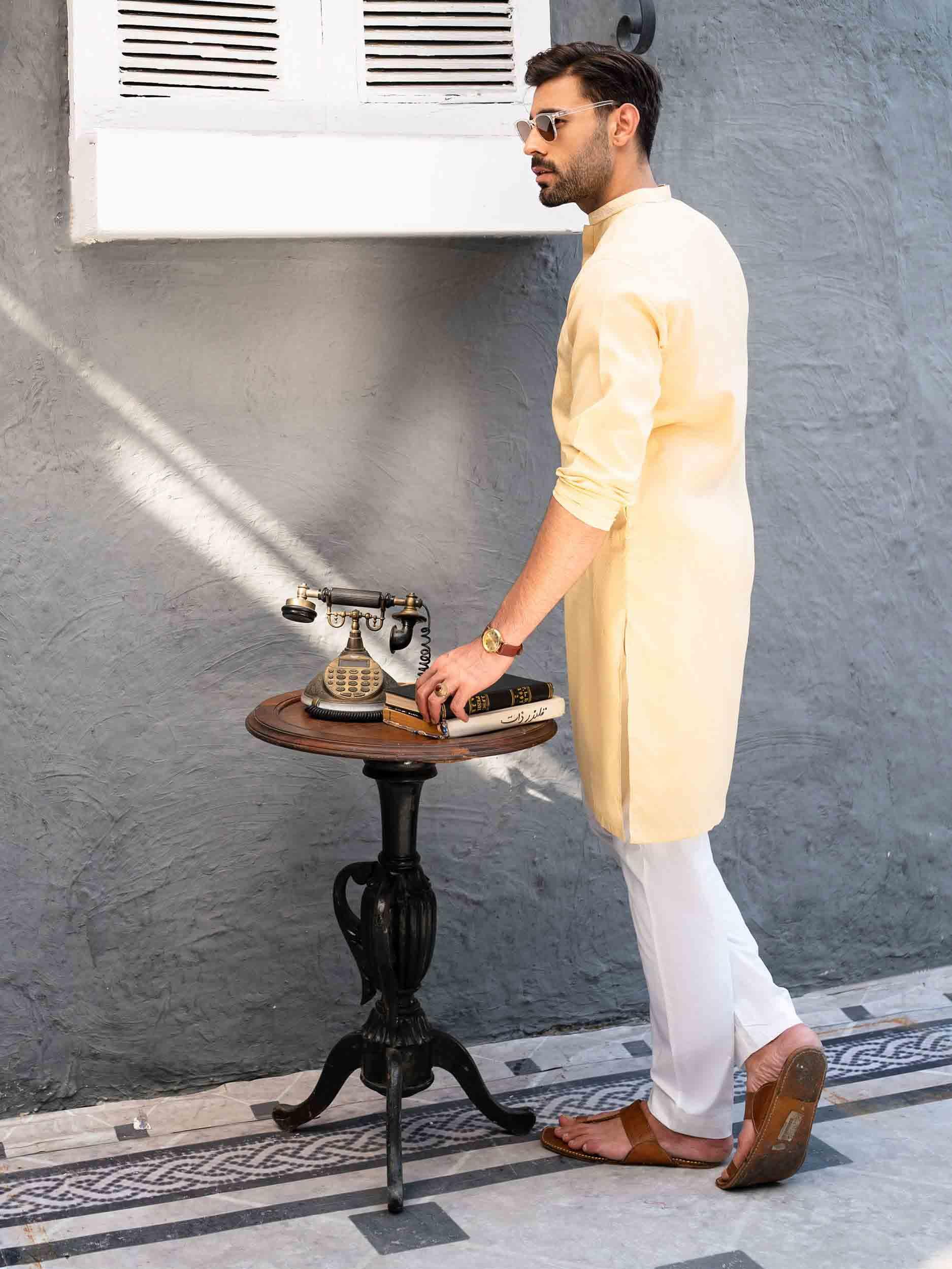 Men Casual Kurta Embroidered - Rabazka Men Casual Kurta Embroidered - Rabazka