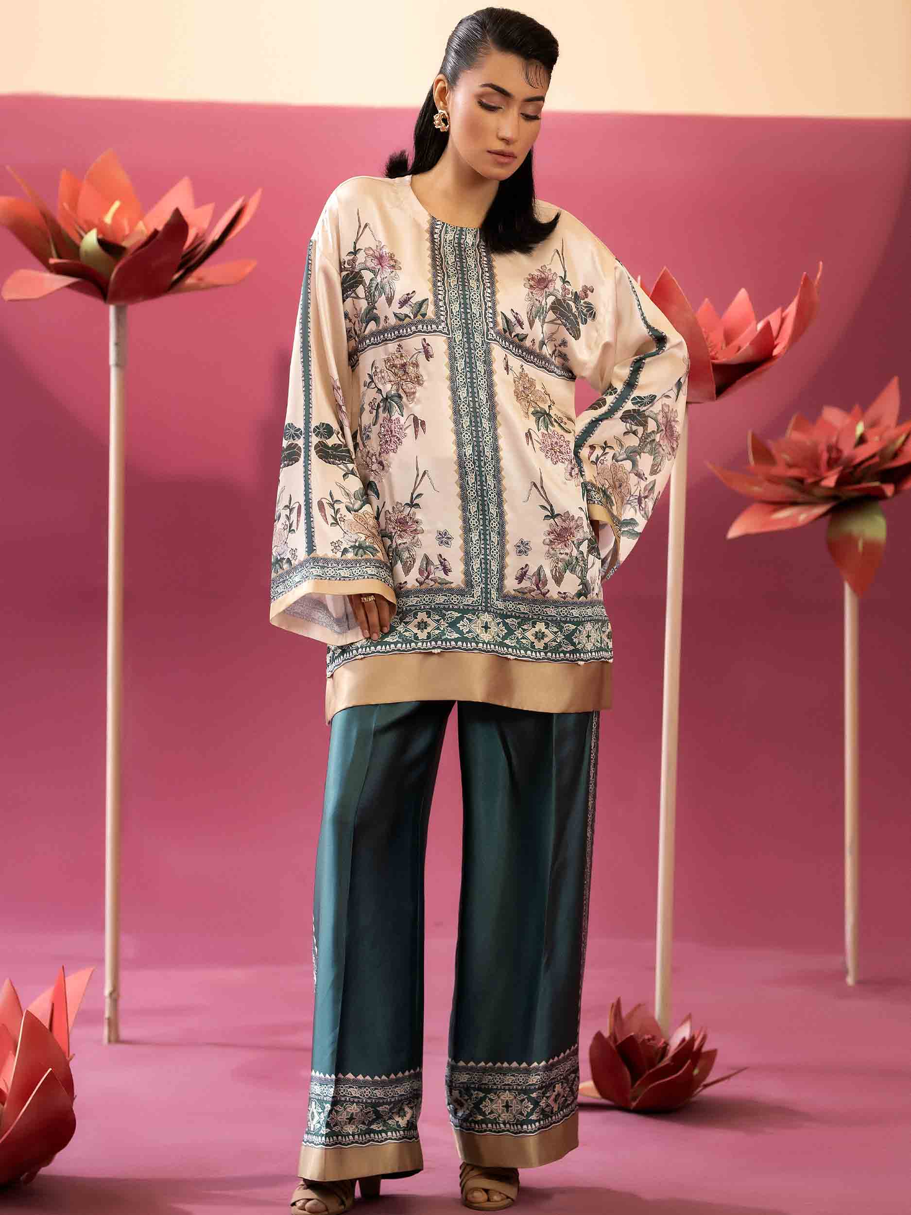 2 PIECE - EMBELLISHED SILK SUIT