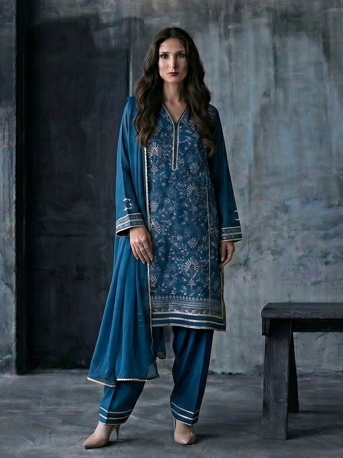 3 PIECE - EMBROIDERED KARANDI LAWN SUIT