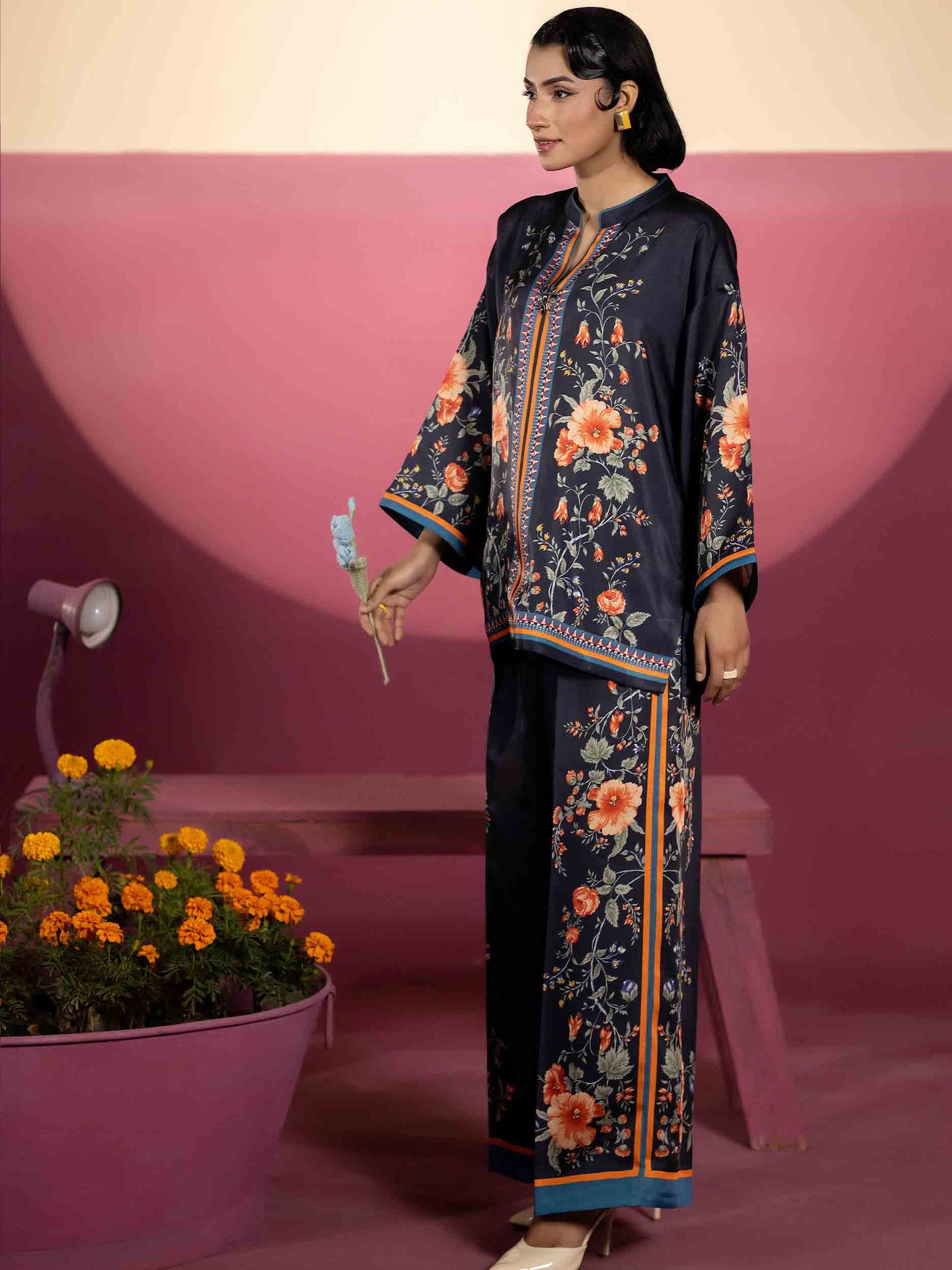 2 PIECE - EMBELLISHED SILK SUIT