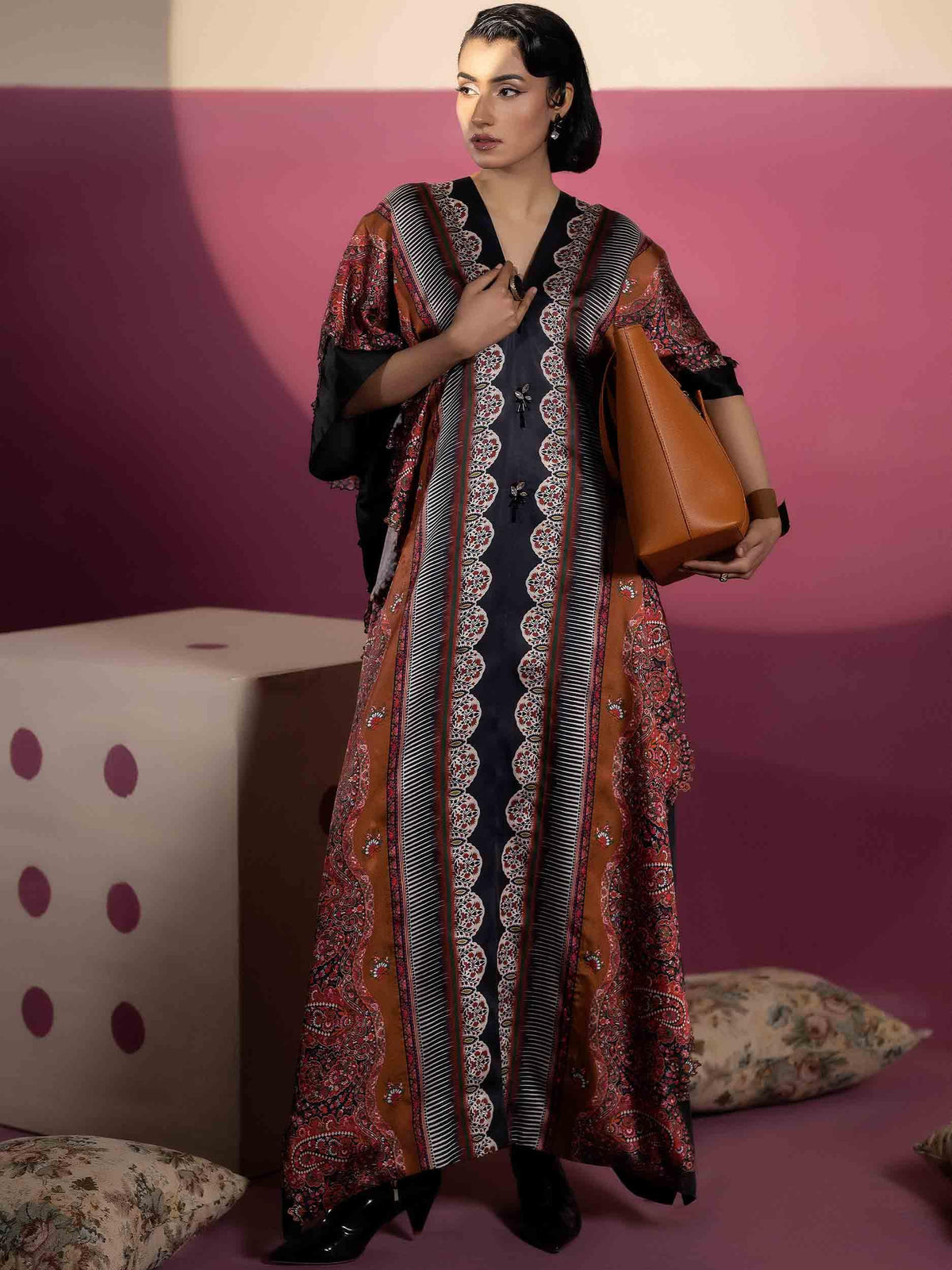 EMBELLISHED SILK KAAFTAN - Rabazka