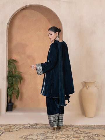 3 PIECE - EMBROIDERED VELVET SUIT