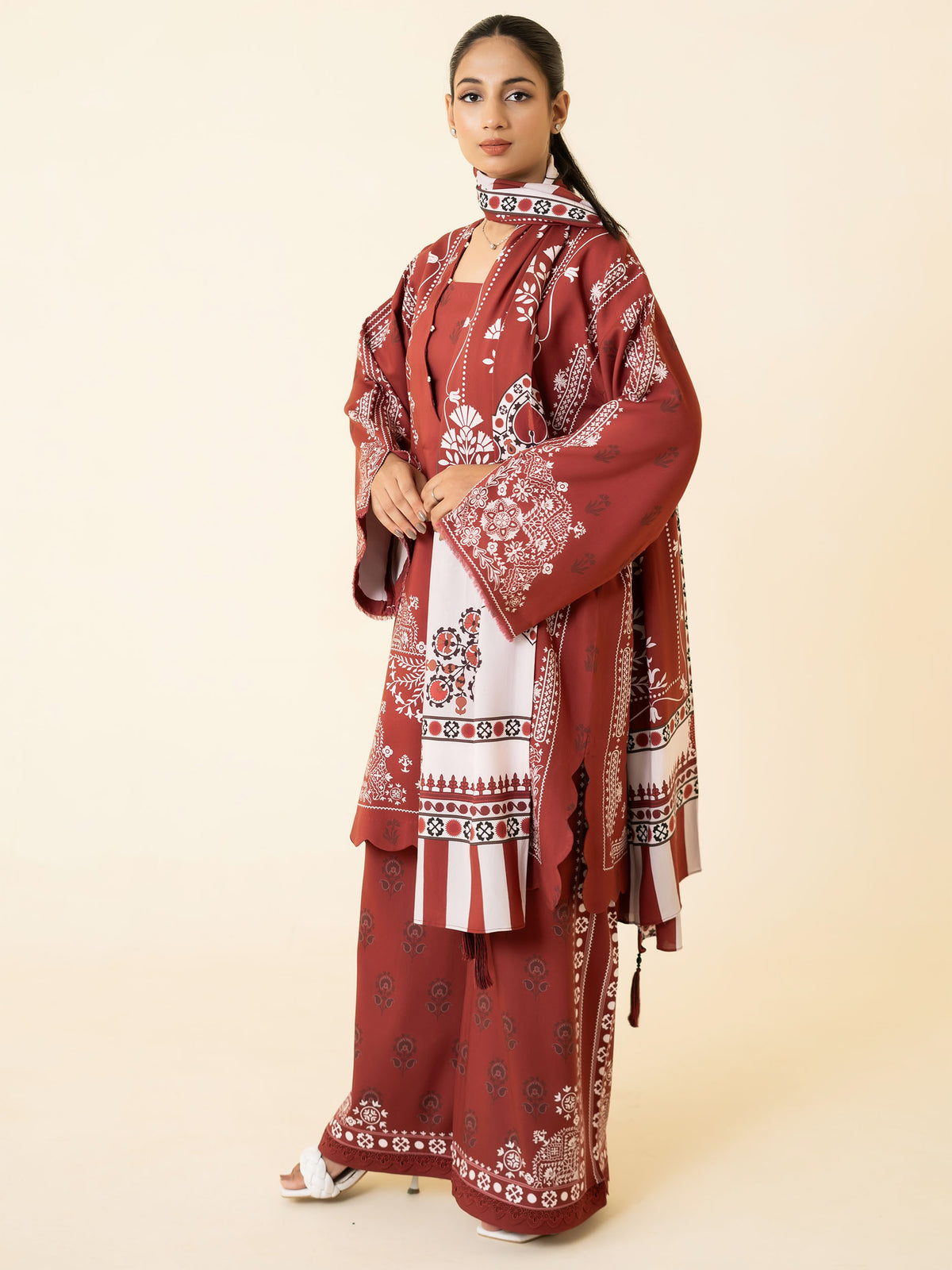 3 PIECE - PRINTED LINEN SUIT