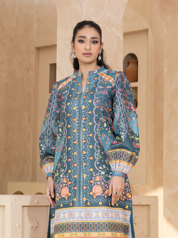 2 PIECE - PRINTED RAW SILK