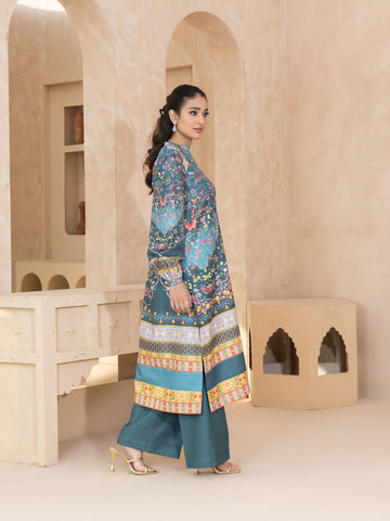 2 PIECE - PRINTED RAW SILK