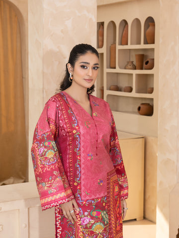 PRINTED EMBOSED SILK LONG SHIRT