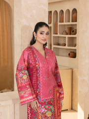 PRINTED EMBOSSED SILK LONG SHIRT