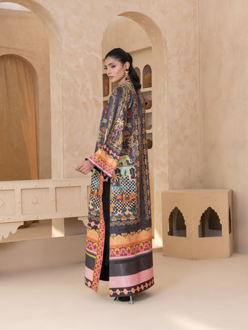 PRINTED RAW SILK LONG SHIRT