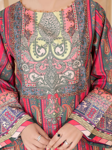 PRINTED RAW SILK LONG SHIRT