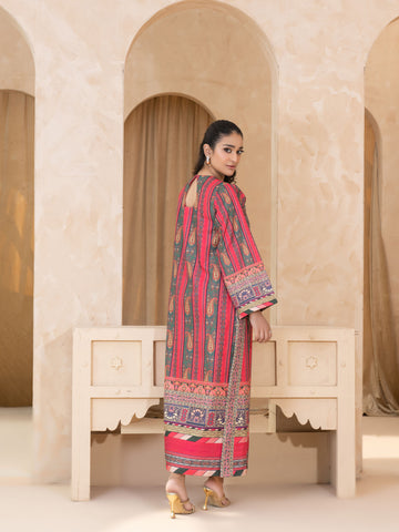 PRINTED RAW SILK LONG SHIRT