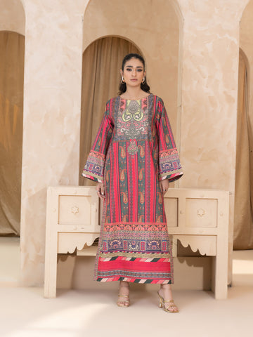 PRINTED RAW SILK LONG SHIRT