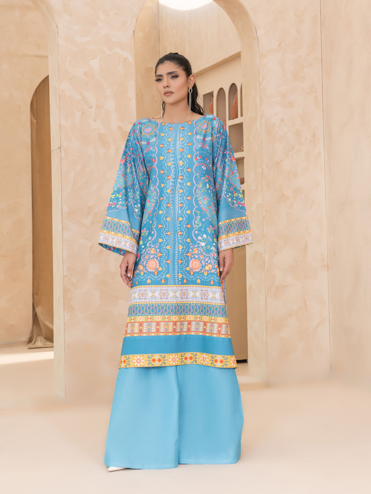 2 PIECE - PRINTED RAW SILK