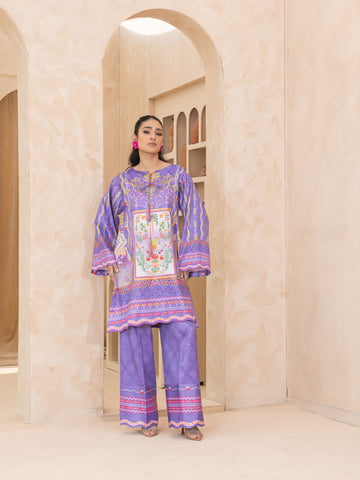 2 PIECE - PRINTED EMBOSSED SILK