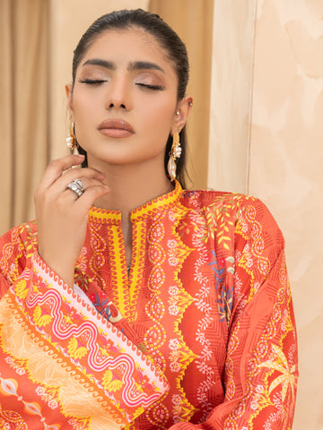 PRINTED EMBOSED SILK LONG SHIRT