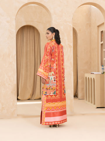 PRINTED EMBOSED SILK LONG SHIRT