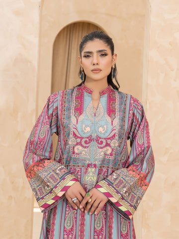 PRINTED RAW SILK LONG SHIRT