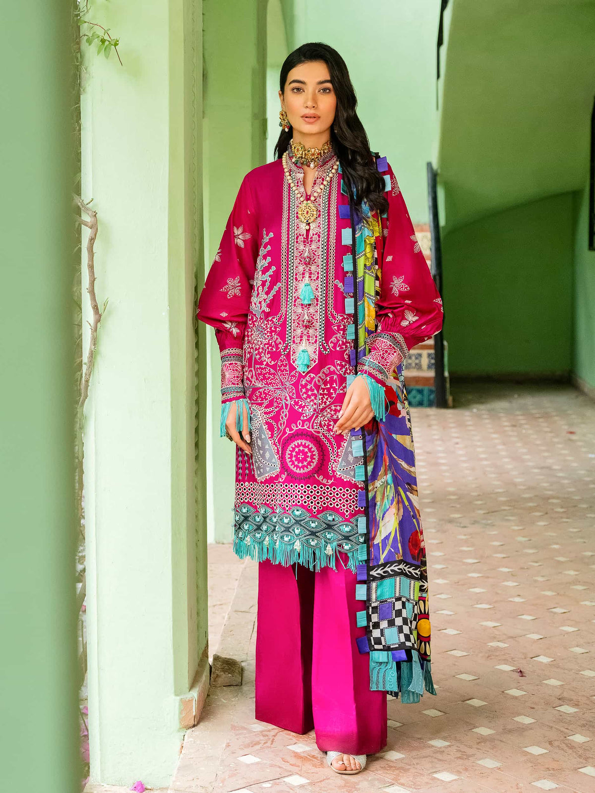 Printed and Embroidered Suit - Rabazka