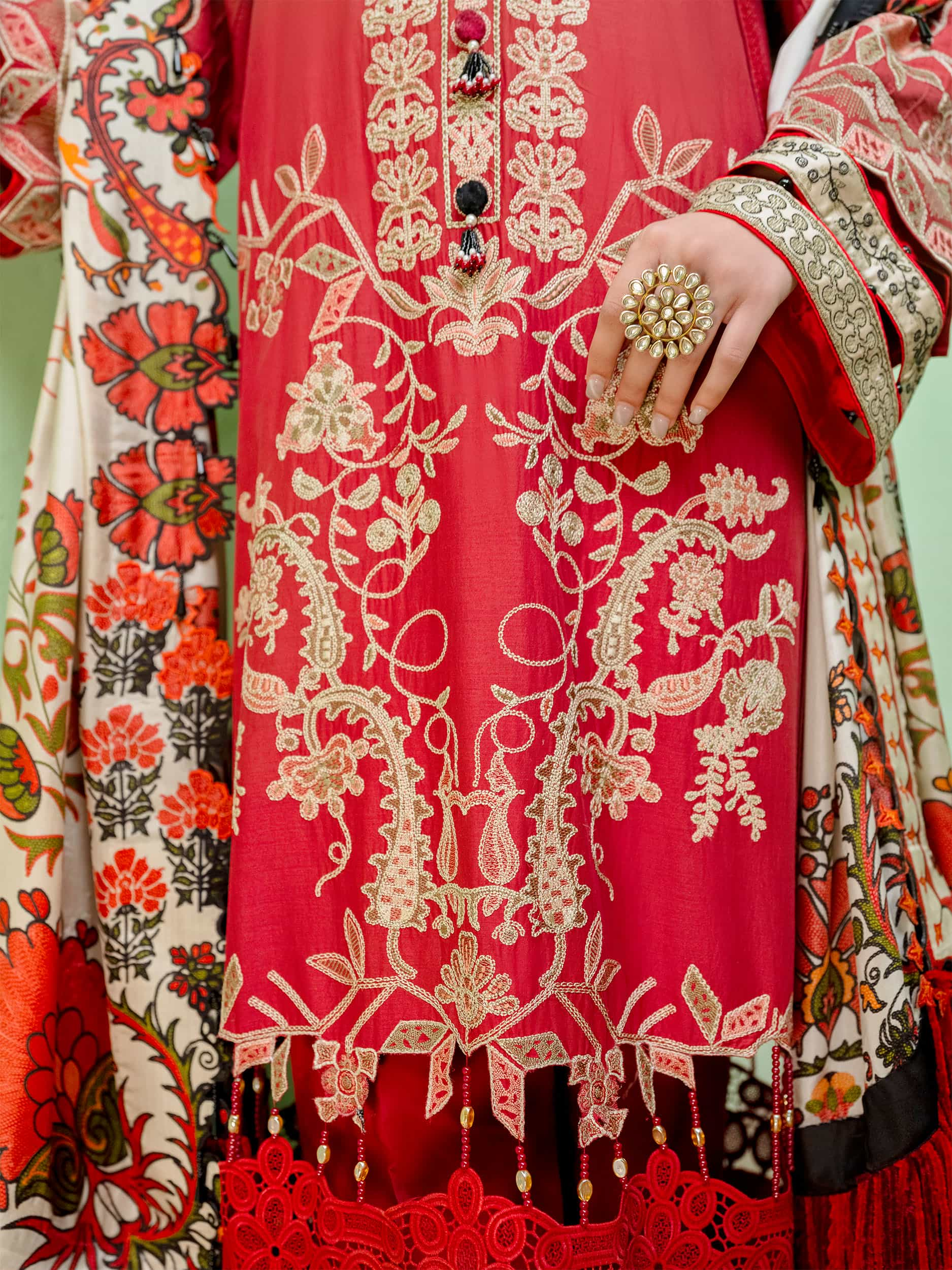 Printed and Embroidered Suit - Rabazka