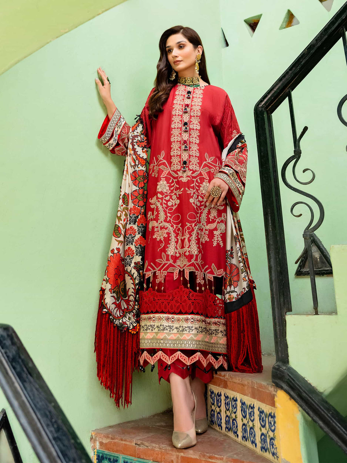 Printed and Embroidered Suit - Rabazka