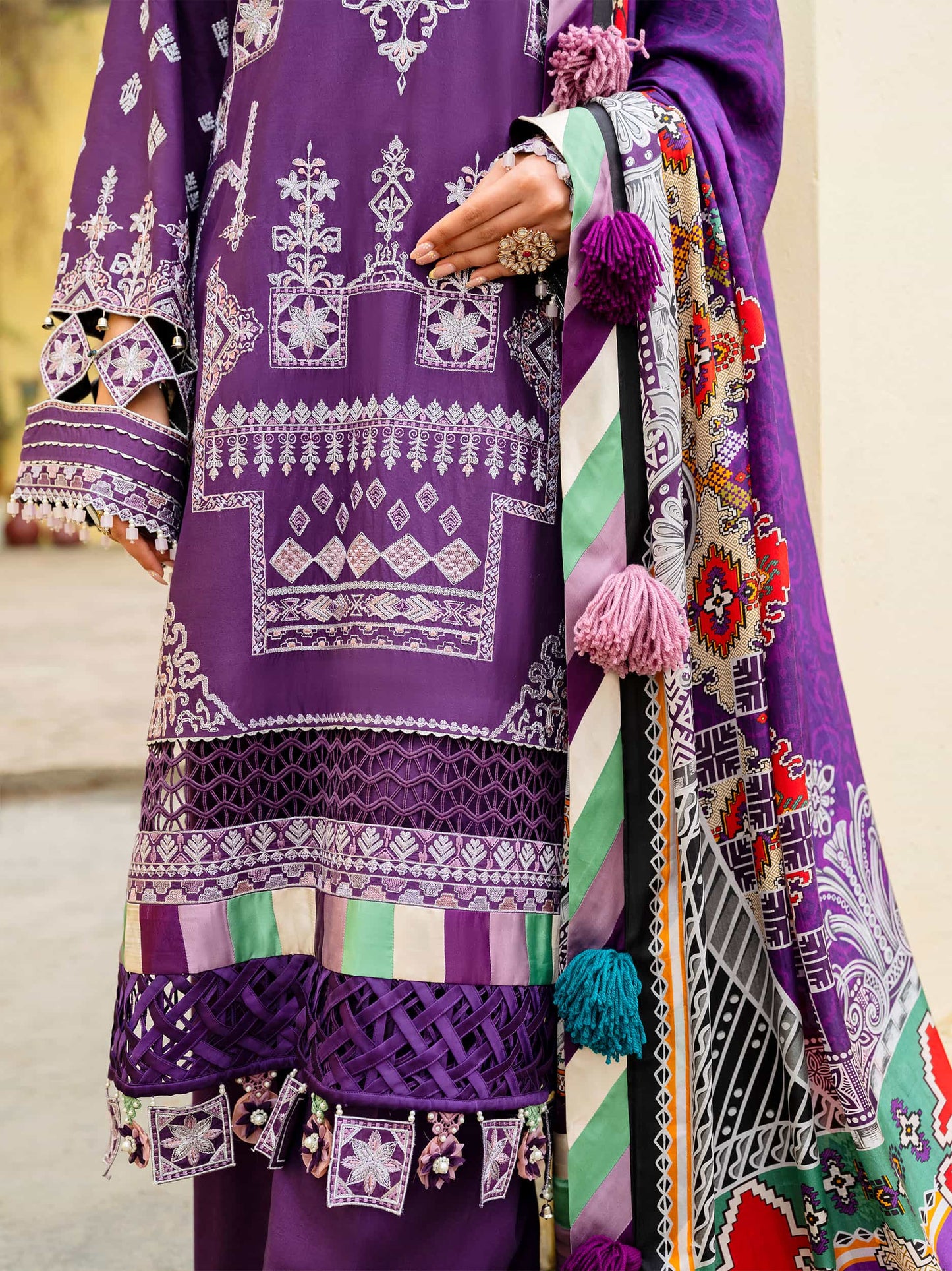 Printed and Embroidered Suit - Rabazka