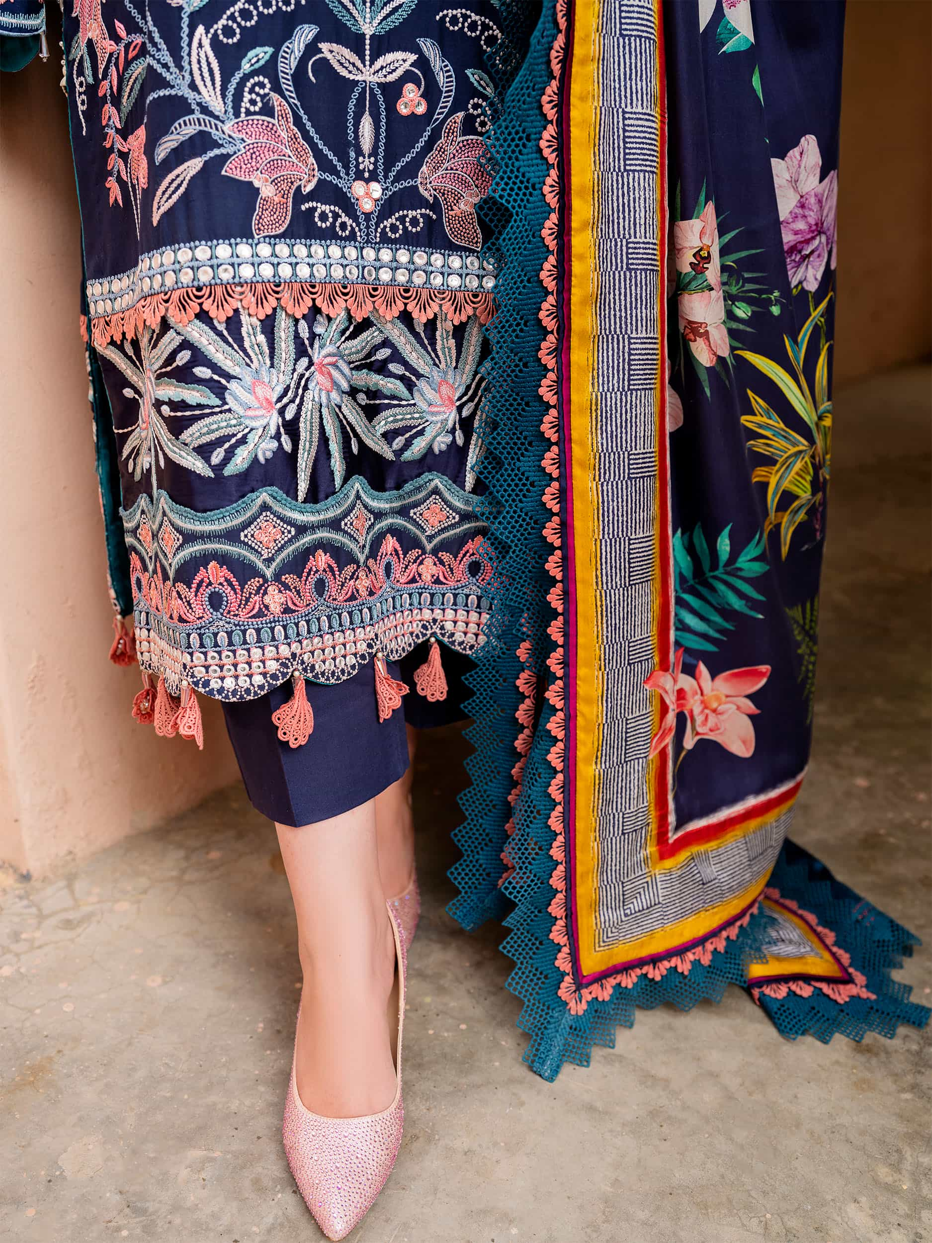 Printed and Embroidered Suit - Rabazka