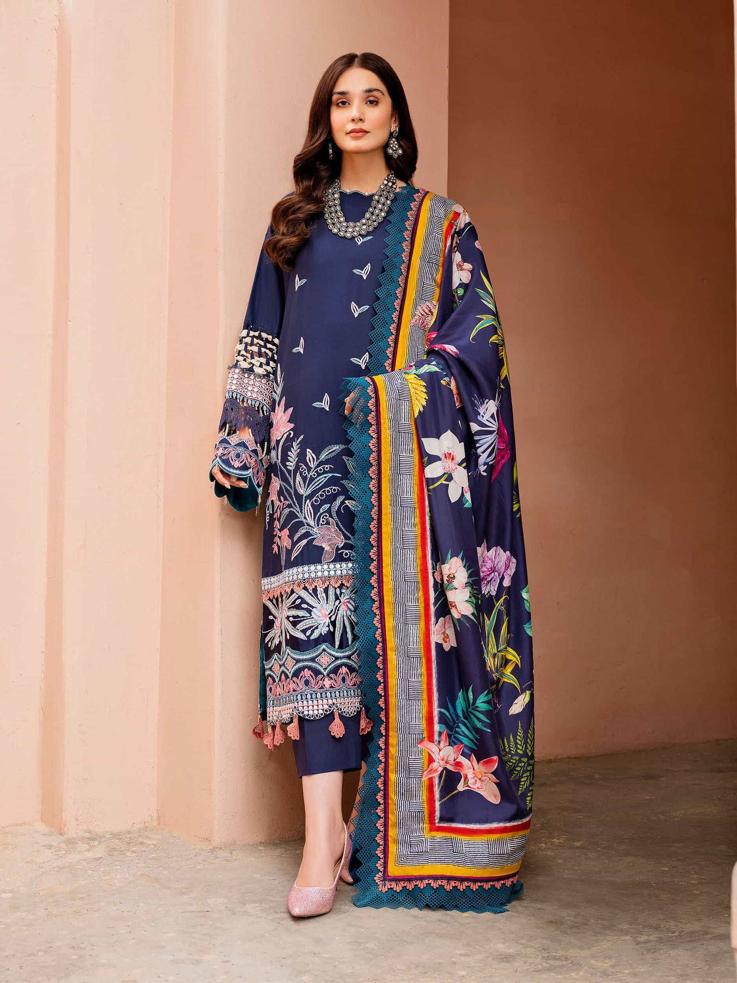 Printed and Embroidered Suit - Rabazka