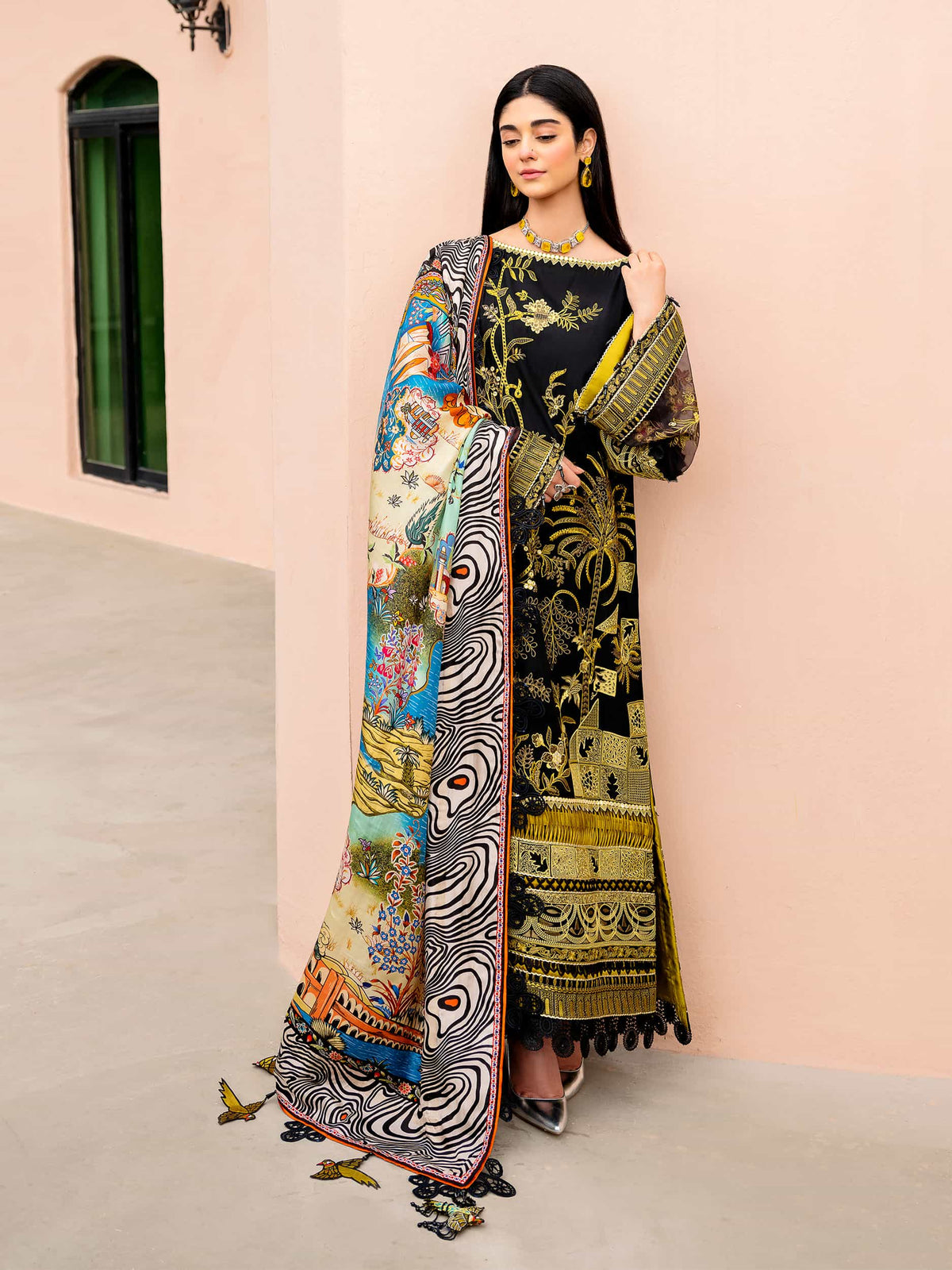 Printed and Embroidered Suit - Rabazka